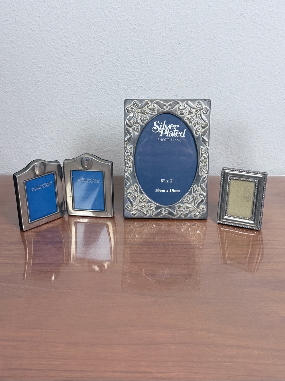 3 Vintage Silver-Plated Picture Frames 5x7 and Minis